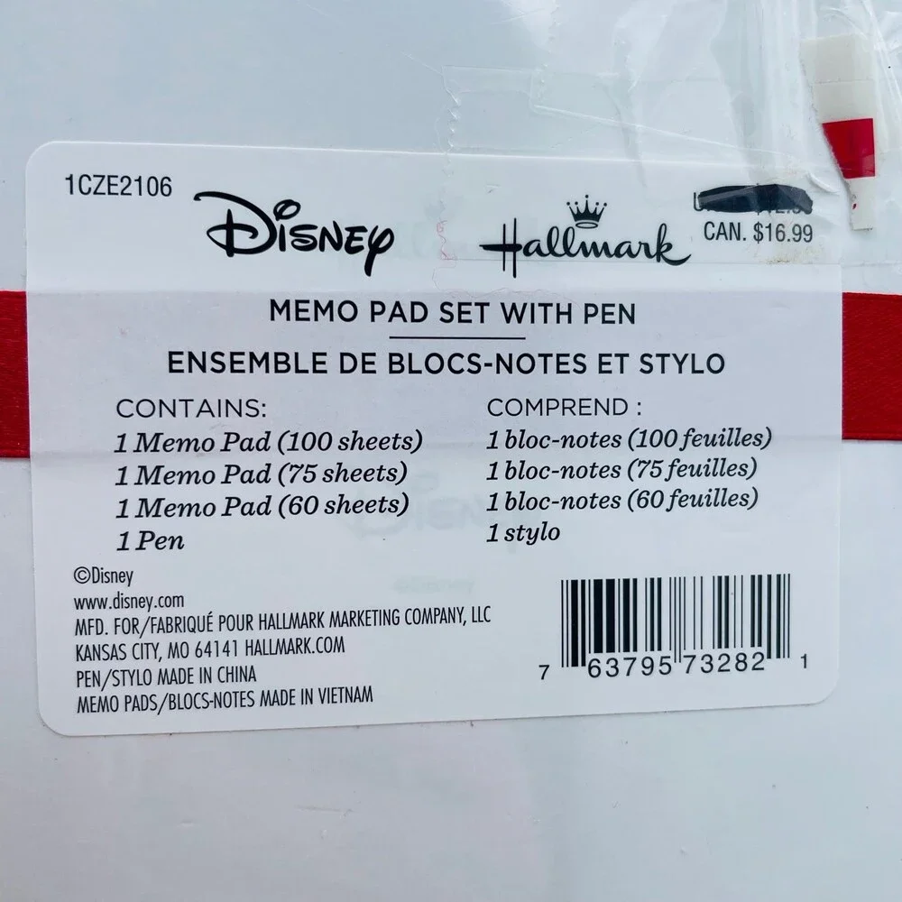 Disney Mickey & Minnie Mouse Christmas Holiday Stationary Writing Pads Pen